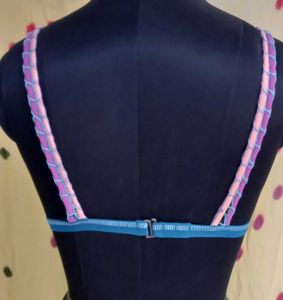 Striped Bikini Top with Crochet Straps