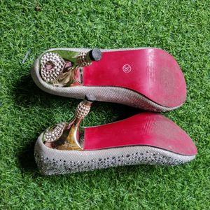 Silver Glittery Shoes Party Wear