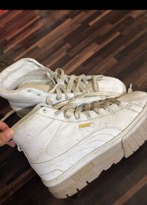 Puma White Platform High-Top Sneakers
