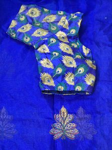 Royal Blue Saree with Peacock Blouse