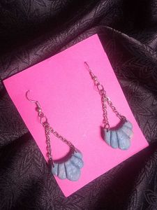 Handmade Blue Fan Earrings