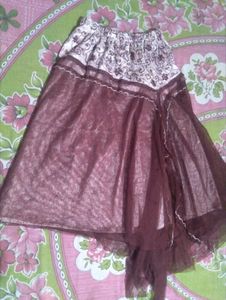 Brown Asymmetrical Hem Skirt