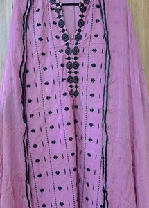 Pink Kurta with Black Embroidery