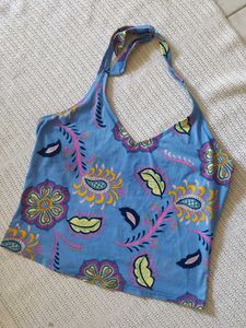Gap Blue Floral Halter Bikini Top
