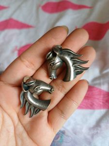 Brass Horse Head stud earring