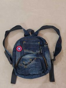 Denim Backpack with Captain America Patch