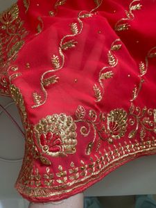 Elegant Red Embroidered Saree