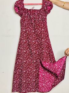 Floral Print Off-Shoulder Midi Dress