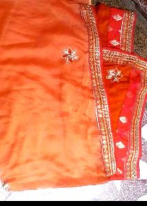 Vibrant Orange Silk Saree with Blouse