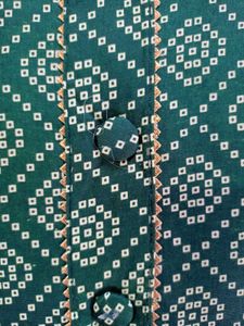 Green Bandhani Print Dress Material