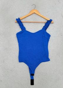 Vibrant Blue Ruffle Strap Bodysuit