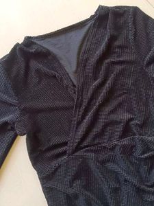 Elegant Black Velvet Ruched Dress