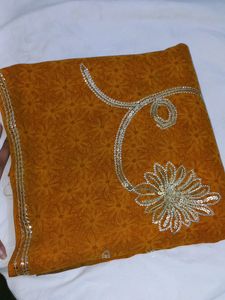 Free Delivery MUSTARD BROWN DOUBLE COLOUR SAREE