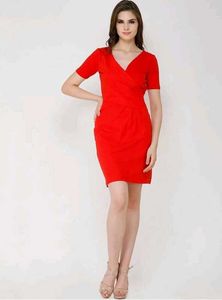 Red V-Neck Dress