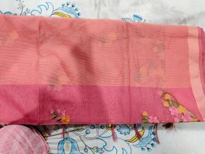 Super Net Saree, Baby Pink Color With Cute Embroid