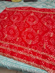 red chunari wid green blouse