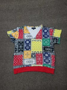 Patchwork V-Neck T-Shirt