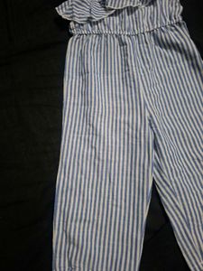 Blue Striped Jumpsuit for Girls
