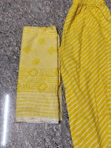 New Yellow Printed Kurta Set with Dupatta