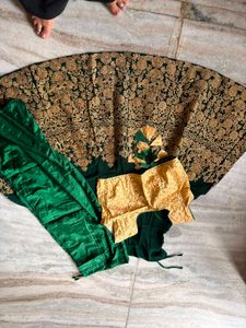 Elegant Green Embroidered Lehenga Skirt