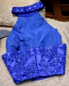 Sparkling Royal Blue halter neck blouse