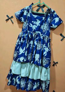 Blue Floral Tiered Dress