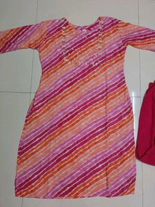 Handwork Lehriya Kurti With Pant