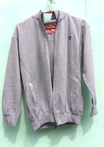 dubble layers Grey Zip-Up Hoodie