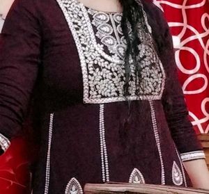 Elegant Purple Kurta Set with Embroidery