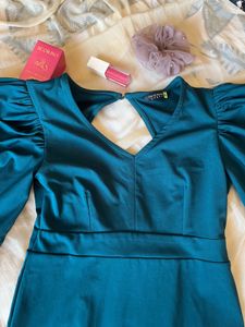 Teal Bodycon Backless Dress