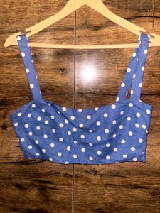 Blue Polka Dot Crop Top