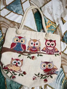 Cute Owl Tapestry Tote Bag