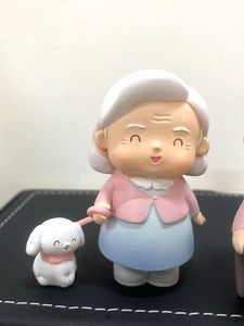 Precious Grand Parents Couple Set of 2 with Dog