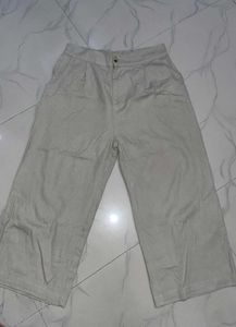 Cream Corduroy Wide Leg Pants