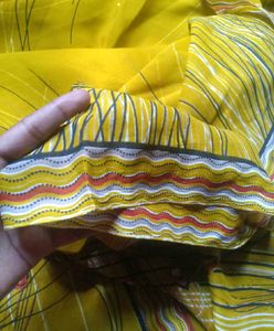 Yellow Saree with Peacock Printed