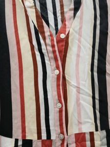 Striped Button-Down Tunic Top
