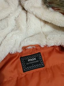 Max Orange Winter Jacket with Fur Hood