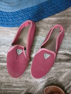Pink Striped Slip-on Flats