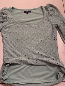 Mint Green Broderie Anglaise Top