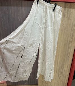 White Embellished Palazzos