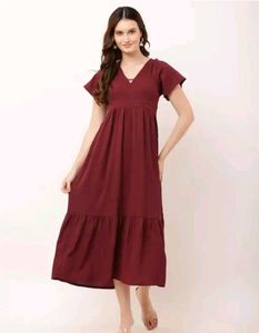 Burgundy Tiered Midi Dress