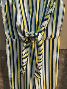 Striped Jumpsuit with Tie Front