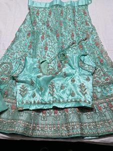 Stunning Teal Embroidered Lehenga Choli