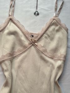 Cream Lace Trim Slip Dress