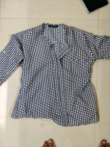 Chic Navy & White Polka Dot Top