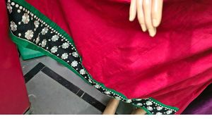 Red Anarkali Kurta with Embellished Yoke