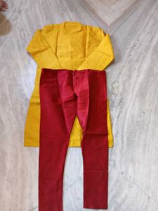 Yellow Embroidered Silk Kurta Set