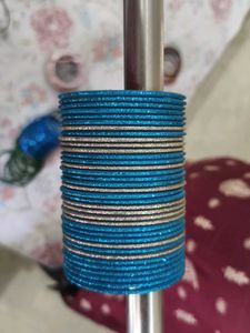 Sparkling Blue & Silver Bangles Set(metal)