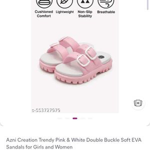 Pink &amp; White Double Buckle Sandals
