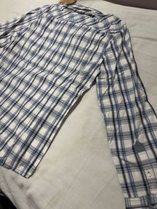 Men's check blue white Shirt